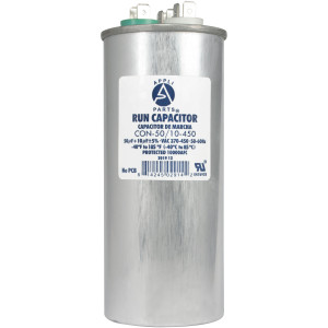 Appli Parts CON-40/10-450 Condensador Capacitor de Marcha 40+10 Mfd uF microfaradios 370VAC o 450VAC CBB65 Universal Aire acondicionado y otras aplicaciones Redondo UL E476928 13.7cm Alto 5.4cm Ancho