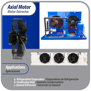 Appli Parts AXF-450-1 17-3/4 in Axial Fan Motor Guard Mounted Fan Blade 220V, 1 Ph, 50-60 Hz, 330W, 1600 rpm, Universal replacement for Cold Room Evaporators, Condensing Units, Work Temp -22F to 140F