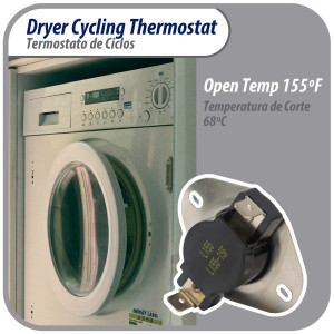 Appli Parts APTD-L155 Termico Secadora L155-15F remplazo universal para varios modelos y marcas modelo viejo solo 2 conexiones, remplaza 60T11, D501759