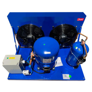 Danfoss OP-HGZ064D39N Condensing Unit Microchannel Coil 5.5HP MBP 230V/1Ph/60Hz R134a,R404A,R448A,R449A,R452A,R513A POE Oil 2 Fans with Reciprocating Compressor MTZ064-1 115N0654
