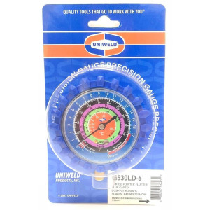 Uniweld G530LD-5 Esfera de Manometro Baja Azul Compatible con R410A, R22, R404A, Centigrado, psi-Kg/cm2