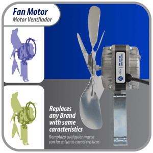 Appli Parts APFM-102E 10W Condenser and Evaporator Fan Motor 220V 60Hz 0.35A, Includes 9in Aluminum Fan Blade and Mounting Base, Universal Replacement for Commercial Refrigeration Units