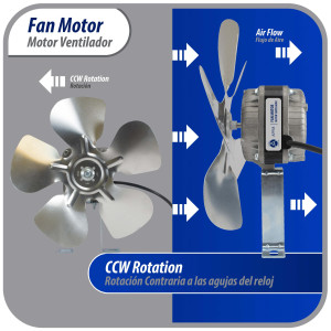 Appli Parts APFM-102E 10W Condenser and Evaporator Fan Motor 220V 60Hz 0.35A, Includes 9in Aluminum Fan Blade and Mounting Base, Universal Replacement for Commercial Refrigeration Units