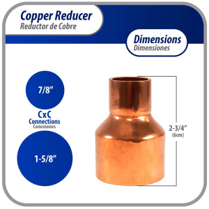 Appli Parts AP-R158078 1-5/8x7/8 in Reducing Bushing Copper pipe fittings CxC Sweat connections for refrigeration, air conditioning and plumbing applications ACR and Type L copper pipe