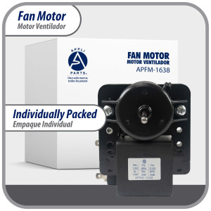 Appli Parts APFM-1638 Evaporator Fan Motor for refrigerators and freezers 110 V, 60 Hz, 0.12 A, 7.5 W, 2500 rpm, CCW, Shaft Length 1-3/4 in replaces 200D2940P005, 200D2940P011, P009, WR01F01638