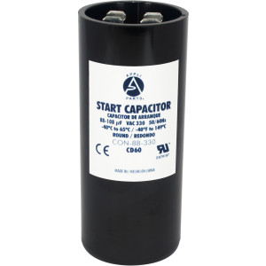 Appli Parts CON-88-330 Motor Start Capacitor 80-108 MFD uF, 330 VAC. Universal for Electric Motor Applications, 1.44 in Wide, 3.38 in Height