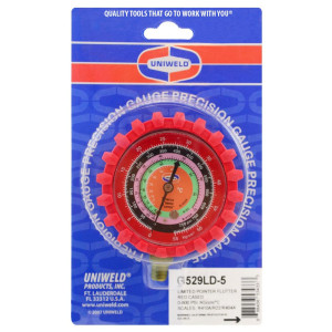 Uniweld GLD529-5 Esfera de Manometro Alta Roja Compatible con R410A, R22, R404A, Centigrados, psi-Kg/Cm2