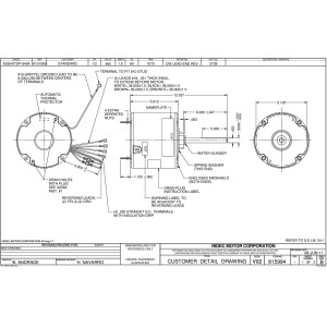 US Motors 3738 1/2 Hp 1075 rpm, 6 polos, 1 eje, TEAO Cerramiento, 1 velocidad, 5.6 diametro, CCW, 460 V, 60 hz, 1 ph, 10 mfd/370 VAC Run Capacitor K055TDP8454014B