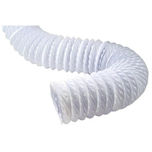 Lambro 1307 Flexible White Vinyl Duct With Clamps 4 inch X 5 ft 