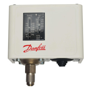Danfoss 060-117191 Presostato KP5 de Alta para Sistemas de Refrigeracion con Reset Automatico, Diferencial Max 87 psi y conexion para 1/4 Flare 060-117166