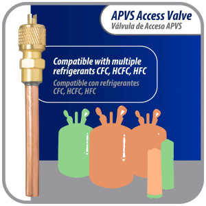 Appli Parts 10 unidades Valvula de acceso de 1/4 SAE x 1/4 pulg OD x con vastago de cobre de 5cm de largo con nucleo y tapa de laton con removedor de nucleo y empacadura APVS-14142K10