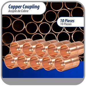 Appli Parts AP-A034B10 3/4 in, Anillo de Cobre Accesorios de tuberia de cobre CxC Conexiones soldadas para aplicaciones de refrigeracion, aire acondicionado, plomeria Tuberia ACR y tipo L, 10x Bolsa