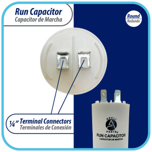 Appli Parts Condensador Capacitor de Marcha 40 Mfd uF (microfaradios) 250VAC CBB60 Cuerpo plastico para bombas de agua y otras aplicaciones Redondo UL E476928 10.8 cm Alto 4.5 cm Ancho CON-40-250-P