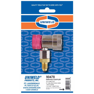 Uniweld 90478 Acople Rapido Manual R-134 Rojo Alta con Adaptador 1/4 pulg para aire acondicionado Automotriz