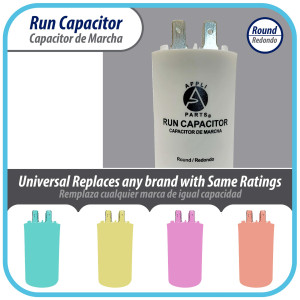 Appli Parts Condensador Capacitor de Marcha 100 Mfd uF (microfaradios) 250VAC CBB60 Cuerpo plastico para bombas de agua y otras aplicaciones Redondo 11.4cm Alto 5cm Diametro UL E476928 CON-100-250-P