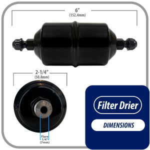 Appli Parts APFD-082 Filtro Secador 1/4 pulg para linea Liquido para Sistemas de Refrigeracion y aire acondicionado 082 SAE Rosca Universal Unidireccional 152mm Largo 57mm Ancho
