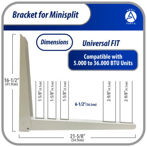 Appli Parts APAB-2160 Soporte de Montaje en Pared para Mini Split - Soporte Universal hasta 150 kg, Compatible con 5000 a 36000 BTU, Incluye Gomas Antivibracion y Kit Completo de Instalacion