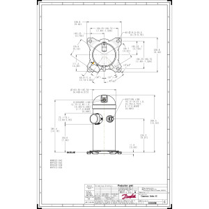 Danfoss HRH029U1LP6A 2.4 tons 29,000 btu/h R410A Scroll Compressor for Air conditioning 208-230/1/60 (V/Ph/Hz) Discharge 1/2 in, Suction 7/8 in, ODF, PVE Oil  121L2274, 121L2277, 121L8527