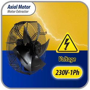Appli Parts AXF-500 Extractor Axial 500 mm (19-3/4 pulg) 220 V, 1 ph, 60 Hz, 500 W, 1450 rpm, Rango Temperatura -30 C a 60 C, incluye aspa y base tipo jaula