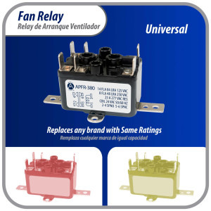 Appli Parts APFR-380 Dry Contact Relay NO and NC, 25 A, 90-380 V, 24 V Coil, Connection Points 1-3 Coil, 2-4 NO, 5-6 NC. Uses: Damper Control, Valves, Reversing, Air Conditioning and More.