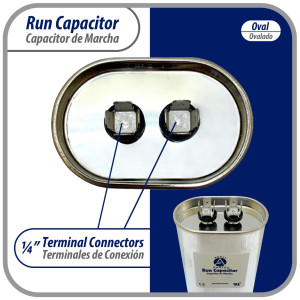 Appli Parts Condensador Capacitor de Marcha 50 Mfd uF (microfaradios) 370VAC CBB65 Universal Aire acondicionado y otras aplicaciones Ovalado UL E476928 cm Alto cm Ancho CON-50-370