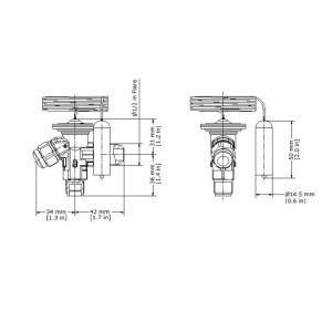 Danfoss 068Z3206 1/4 - 5.5TR Cuerpo de Valvula de Expansion, T 2, R22,R407C, 3/8x1/2 pulg, Flare Roscable, Ecualizacion Interna, Single-flow, -40 a 10C, Capacidad determinada Segun Orficio, 0608Z3466