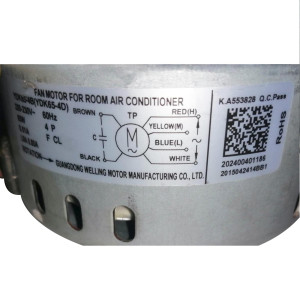Motor Ventilador Unidad Interna Eje 4 in largo X 1/4 in YDK65-4B (Ydk65-4d) KT-65-4-9 RoHS 220-230v 65w 0.51a Ccwse 202400401186 / 11002012002595 11002012030949 Sirve: ecox EDDM030C16B EDDM036C16B