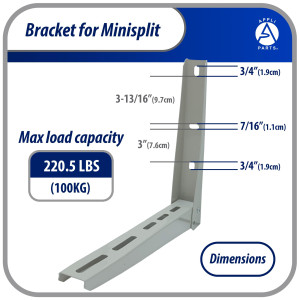 Appli Parts APAB-2100 Soporte de Montaje en Pared para Mini Split, Soporte Robusto para Condensador hasta 100 Kg, Universal para Unidad Exterior desde 5,000 hasta 36,000 BTU con Kit de instalacion