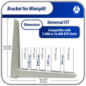 Appli Parts APAB-2100 Soporte de Montaje en Pared para Mini Split, Soporte Robusto para Condensador hasta 100 Kg, Universal para Unidad Exterior desde 5,000 hasta 36,000 BTU con Kit de instalacion