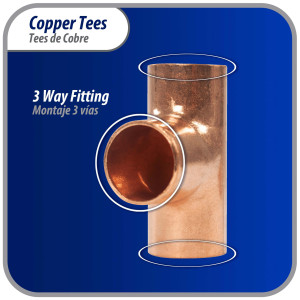 Appli Parts AP-T012 1/2 pulg Tee de Cobre Conexiones CxCxC soldadas para aplicaciones de refrigeracion, aire acondicionado y plomeria Tuberia de Cobre ACR y Tipo L