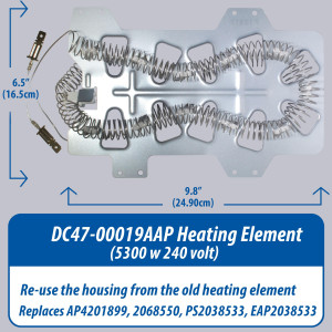 Appli Parts Heating Element Kit DC47-00019AKAP 
Includes: DC47-00019A Heater, DC47-00018A Thermostat, DC96-00887A Fuse, DC47-00016A Fuse