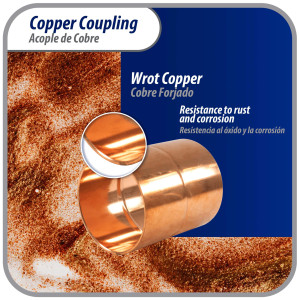 Appli Parts AP-A258 2-5/8 pulg Anillo de Cobre Accesorios de tuberia de cobre CxC Conexiones soldadas para aplicaciones de refrigeracion, aire acondicionado y plomeria Tuberia de cobre ACR y tipo L 
