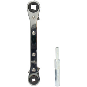 Uniweld 70022 Llave Ratchet, 3/16 y 1/4 pulg apertura Cuadrada, 3/8 y 5/16 pulg apertura Cuadrada, con Adaptador Dual para Valvula exagonal de 3/16 y 5/16
