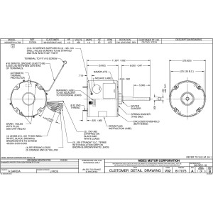 US Motors 3737H 1/3 Hp Mojave 1075 rpm, 6 polos, 1 eje, TEAO Cerramiento, 1 velocidad, 5.6 diametro, CW, Lead End Reversible 460 V, 60 hz, 1 ph, 7.5 mfd/370 VAC Capacitor 3737 K055PYH1756014B