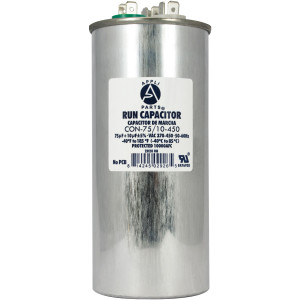 Appli Parts Condensador Capacitor de Marcha 75+10 Mfd uF (microfaradios) 370VAC o 450VAC CBB65 Universal Aire acondicionado y aplicaciones Redondo UL E476928 14.4cm Alto 5.7cm Ancho CON-75/10-450