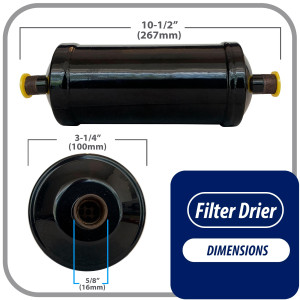 Appli Parts APFD-305S Filtro Secador 5/8 pulg para linea Liquido para Sistemas de Refrigeracion y aire acondicionado 305S ODF Soldable Universal Unidireccional 254mm Largo 83mm Ancho