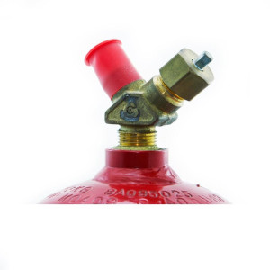 Uniweld MC-10 Acetylene Tank, Red, 10 cu ft,  O.D. 4in Height W/Valve 15in Weight 8lbs CGA Connection 200 DOT Specs