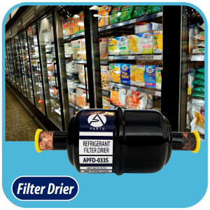 Appli Parts APFD-033S Filtro Secador 3/8 pulg para linea Liquido para Sistemas de Refrigeracion y aire acondicionado 033S ODF Soldable Universal Unidireccional 102mm Largo 25mm Ancho
