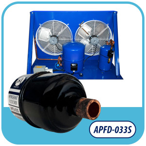 Appli Parts APFD-033S Filtro Secador 3/8 pulg para linea Liquido para Sistemas de Refrigeracion y aire acondicionado 033S ODF Soldable Universal Unidireccional 102mm Largo 25mm Ancho