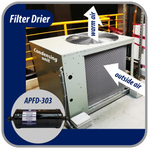 Appli Parts APFD-303 Filtro Secador 3/8 pulg para linea Liquido para Sistemas de Refrigeracion y aire acondicionado 303 SAE Rosca Universal Unidireccional 267mm Largo 100mm Ancho