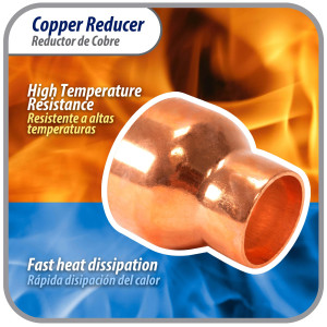 Appli Parts AP-R218138 Reductor de Cobre de 2-1/8x1-3/8 pulg Conexiones CxC soldadas para aplicaciones de refrigeracion, aire acondicionado y plomeria Tuberia de cobre ACR y Tipo L