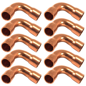 Appli Parts AP-C014LB10 1/4 90 Degree Elbow Long Turn Copper pipe fittings CxC Sweat connections for refrigeration, air conditioning and plumbing applications ACR and Type L copper pipe (10 x Bag)