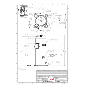 Danfoss MLZ076T2LQ9A 10 HP MBP Compresor Scroll de Refrigeracion 208-230/3/60 (V/Ph/Hz) R404, R407, R507, R452, R134, R513, R22, R448, R449 Valvulas Rotolock V02, V05, Aceite POE 121L8835