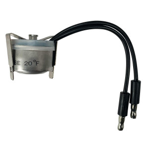 Appli Parts APBT-L40C Bimetal Thermostat 2 Wire, Open 40 F and Close 20 F, With Clip, black and black colored wires, Reference BIM-316 / Thermodisc