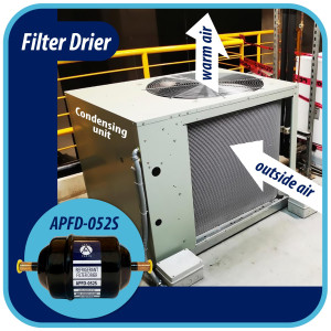Appli Parts APFD-052S Filtro Secador 1/4 pulg para linea Liquido para Sistemas de Refrigeracion y aire acondicionado 052S ODF Soldable Universal Unidireccional 114mm Largo 51mm Ancho
