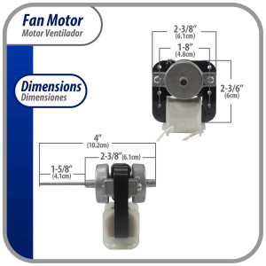 Appli Parts APFM-6122 8 W Fan Motor, 110 V, 50/60 Hz, 0.15 A, 3000 rpm, CCW rotation, Universal Evaporator Fan Motor replacement for original part numbers DAI6122 and others