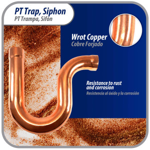 Appli Parts AP-PT158 1-5/8 in Wrot Copper Suction P-Trap ODF CxC connections for refrigeration, air conditioning and plumbing applications ACR and Type L copper pipe
