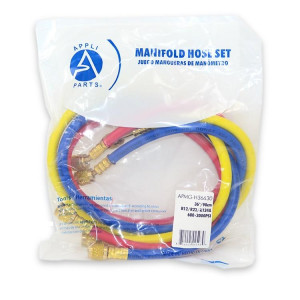 Appli Parts APMG-H36630 90cm Largo 1/4 pulg SAE, 3 Mangueras para Manometro, Multiple Refrigerante, Rango de presion 600-3000 psi para uso en Sistemas de Refrigeracion y Aire Acondicionado