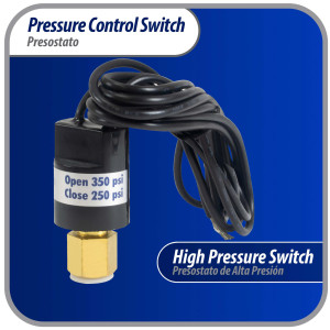 Appli Parts APPS-350250 Valvula Presostato R22 Alta, Abre 350 psi, Cierra 250 psi, 1 m Cable, SPST, 1/4 SAE Hembra, Reset Automatico, remplazo Universal para Aire Acondicionado