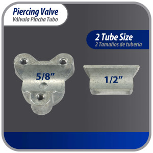 Appli Parts APT-PV310 Valvula perforadora 1/2, 5/8 pulg tipo bala con adaptadores y sello para sistemas de refrigeracion con puerto de servicio SAE de 1/4 pulg